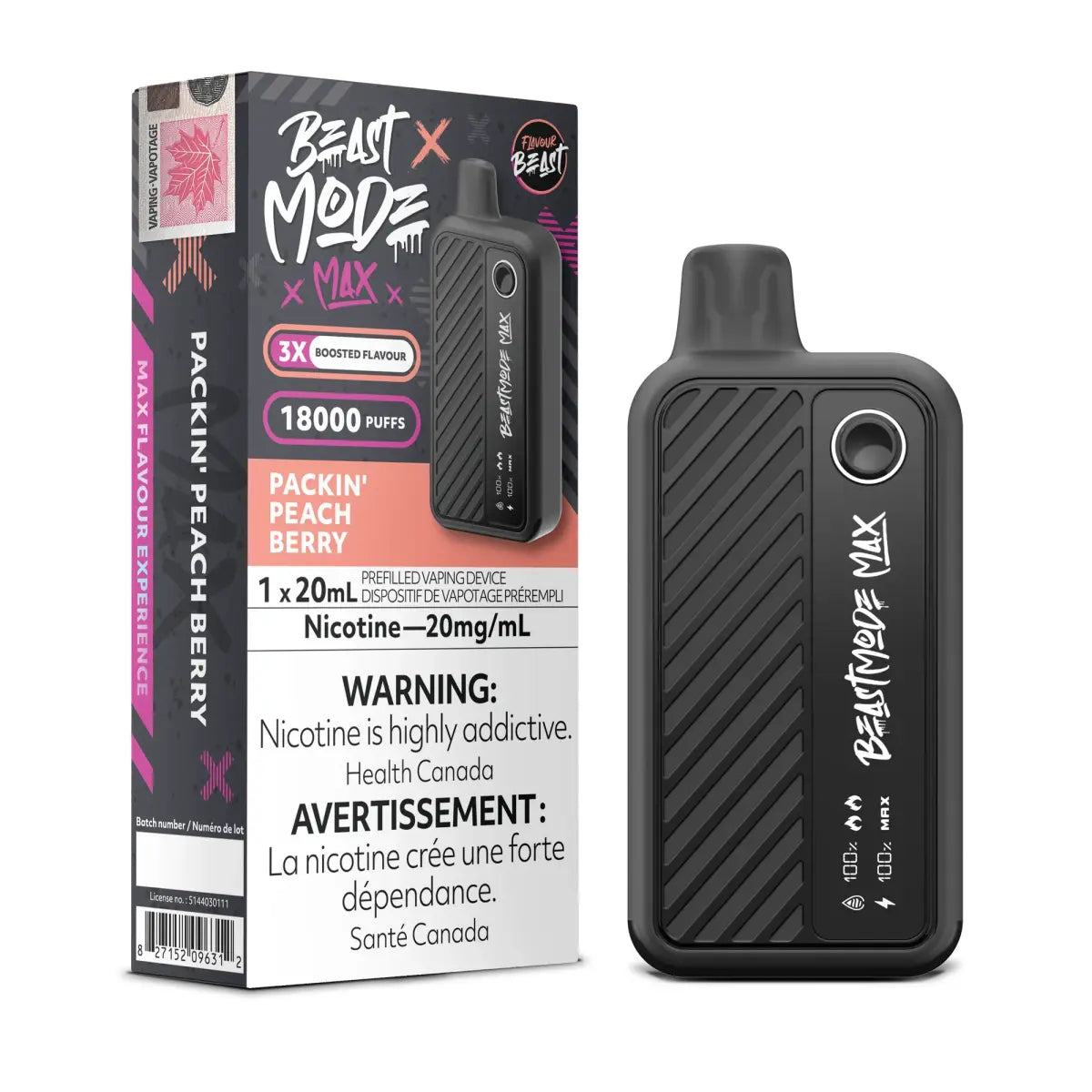 Flavour Beast Beast Mode Max 18K Disposable - Packin' Peach Berry - Vapeshop Mania