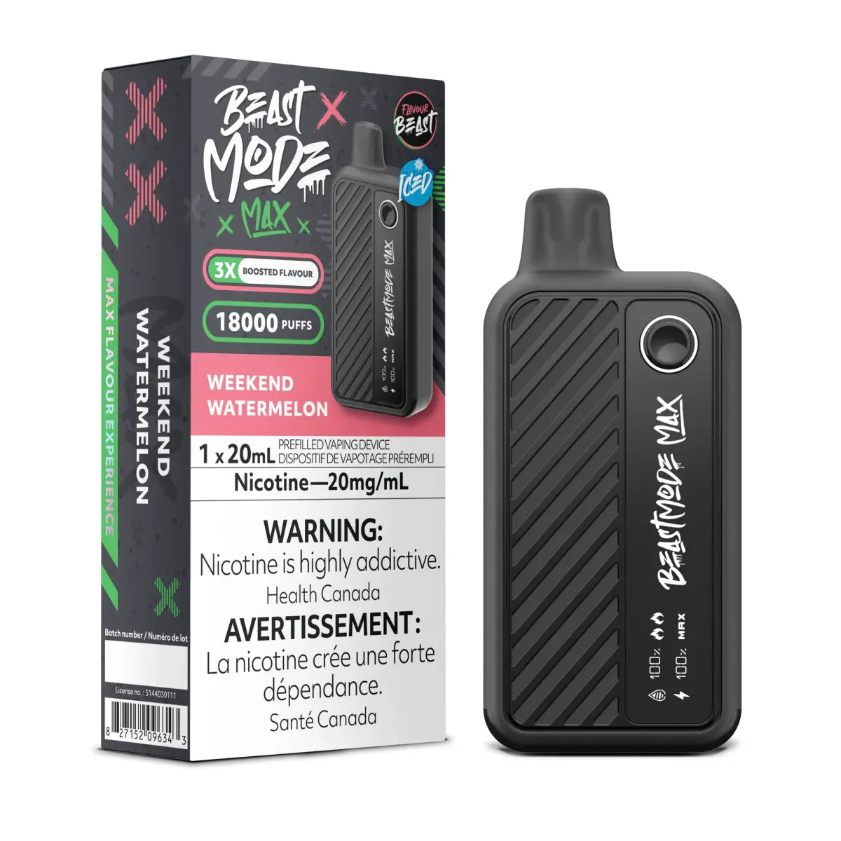 Shop Flavour Beast Beast Mode Max 18K Disposable - Weekend Watermelon (Iced) - at Vapeshop Mania