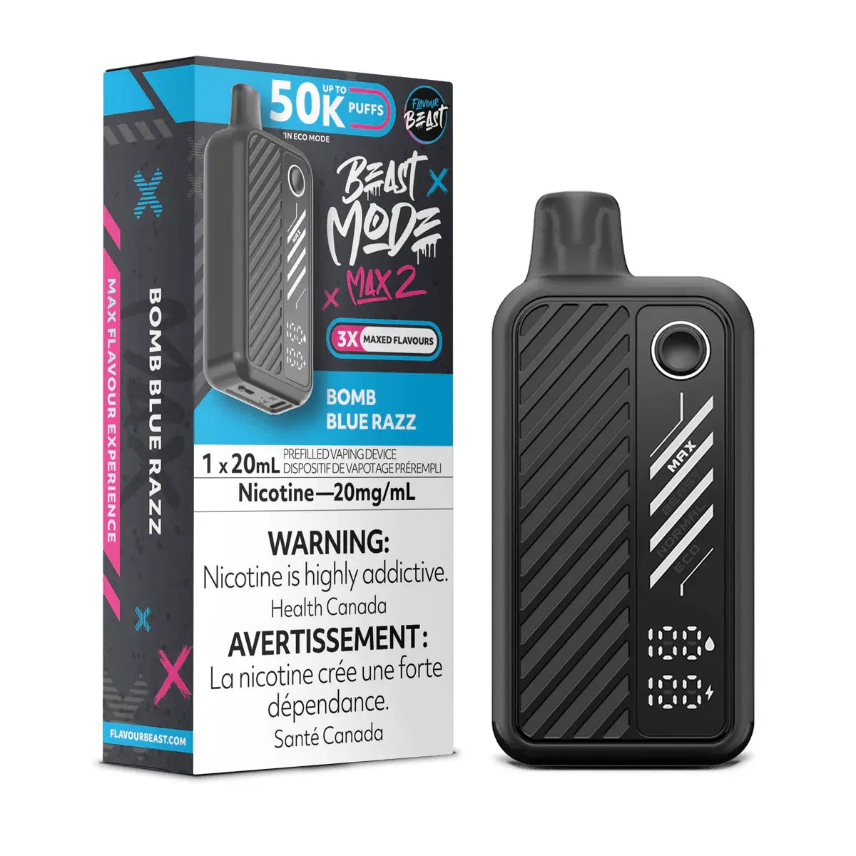 Flavour Beast Beast Mode Max 2 50K Disposable - Bomb Blue Razz - Vapeshop Mania