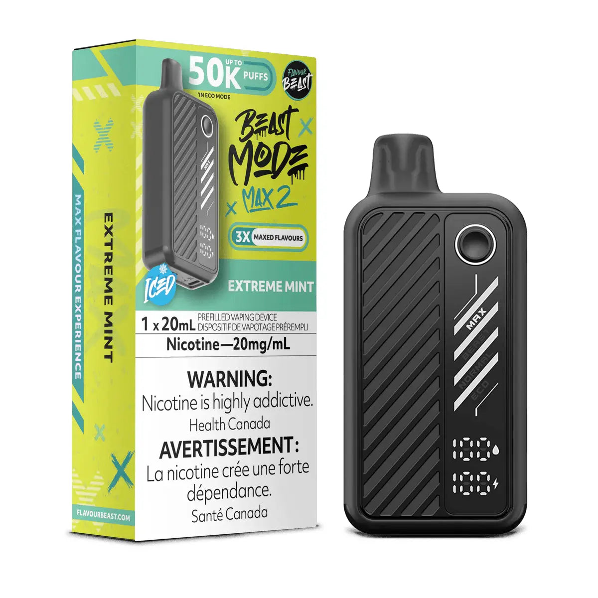 Flavour Beast Beast Mode Max 2 50K Disposable - Extreme Mint Iced - Vapeshop Mania