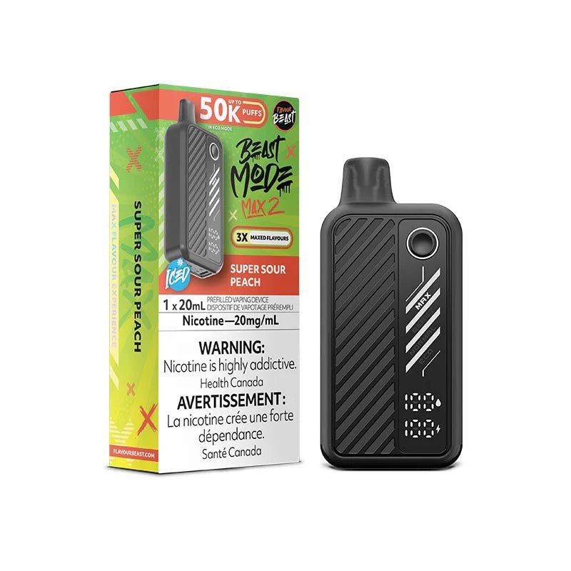 Shop Flavour Beast Beast Mode Max 2 50K Disposable - Super Sour Peach Iced - at Vapeshop Mania