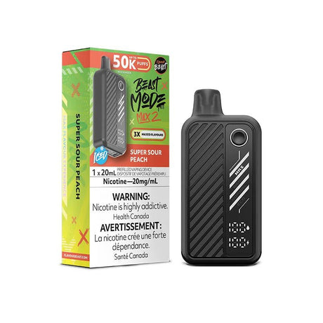 Shop Flavour Beast Beast Mode Max 2 50K Disposable - Super Sour Peach Iced - at Vapeshop Mania