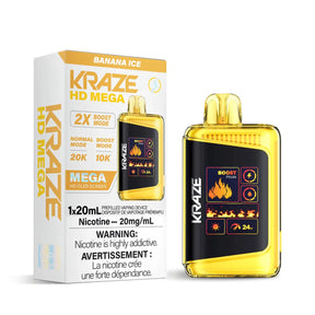 Kraze HD Mega 20K Disposable - Banana Ice - Vapeshop Mania
