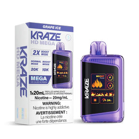 Kraze HD Mega 20K Disposable - Grape Ice - Vapeshop Mania