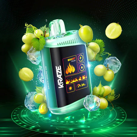 Kraze HD Mega 20K Disposable - Green Grape Ice - Vapeshop Mania