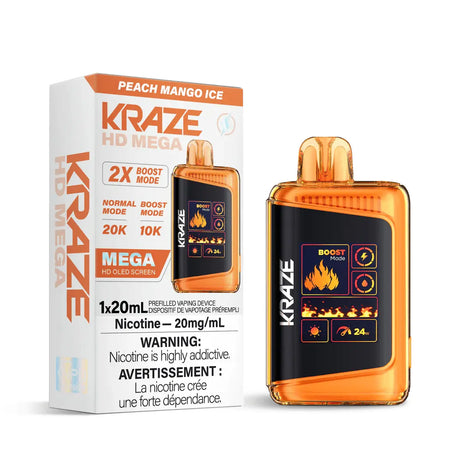 Kraze HD Mega 20K Disposable - Peach Mango Ice - Vapeshop Mania