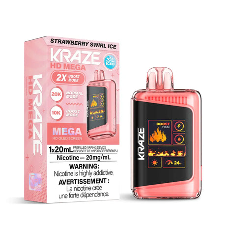 Kraze HD Mega 20K Disposable - Strawberry Swirl Ice - Vapeshop Mania