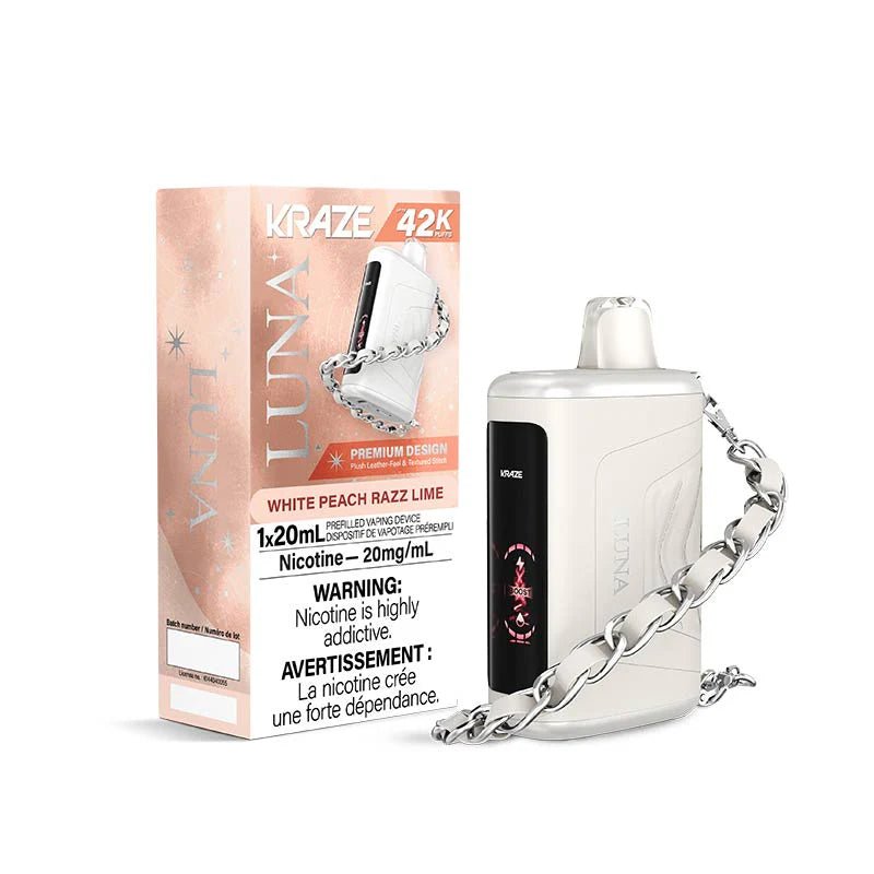 Shop Kraze Luna 42K Disposable - White Peach Razz Lime - at Vapeshop Mania