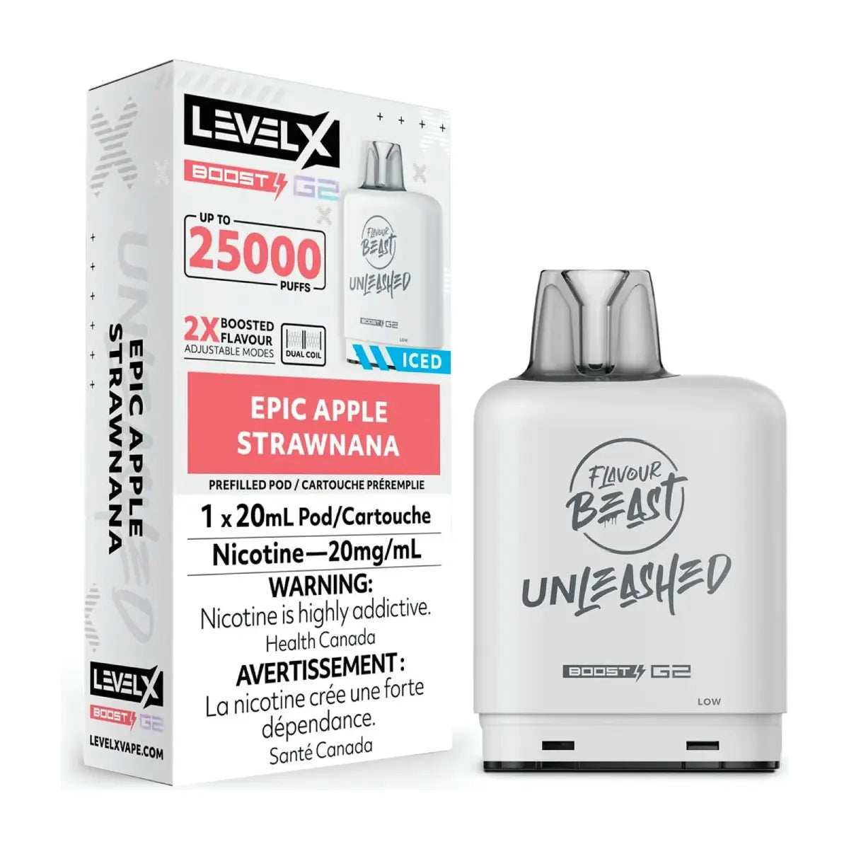 Shop Level X Boost 25K Pod 20ml - Unleashed - Epic Apple Strawnana - at Vapeshop Mania