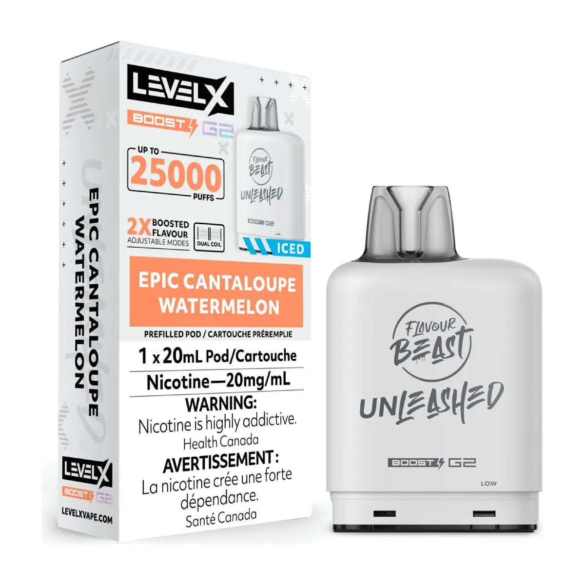 Level X Flavour Beast Boost 25K Pod 20ml - Epic Cantaloupe Watermelon - Vapeshop Mania