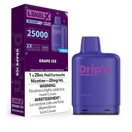 Level X Drip'n Boost 25K Pod 20ml - Grape Ice - Vapeshop Mania