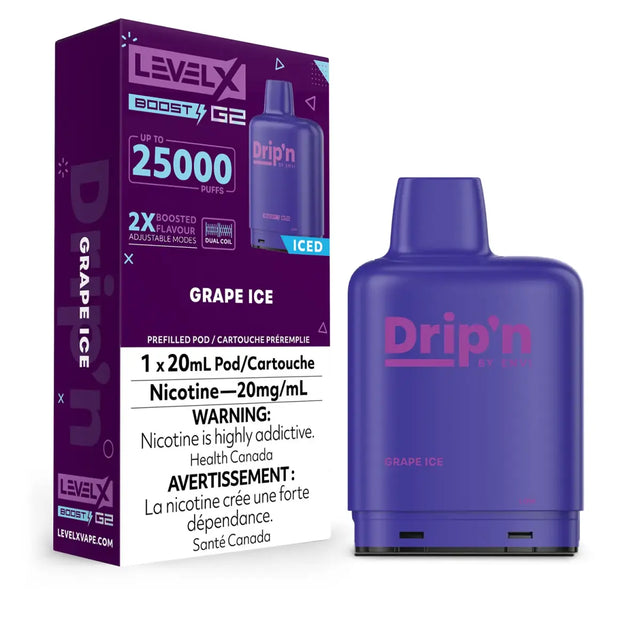 Level X Drip'n Boost 25K Pod 20ml - Grape Ice - Vapeshop Mania