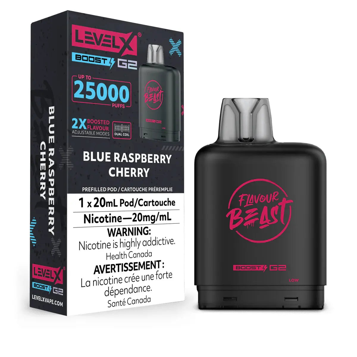 Level X Flavour Beast Boost 25K Pod 20ml - Blue Raspberry Cherry - Vapeshop Mania