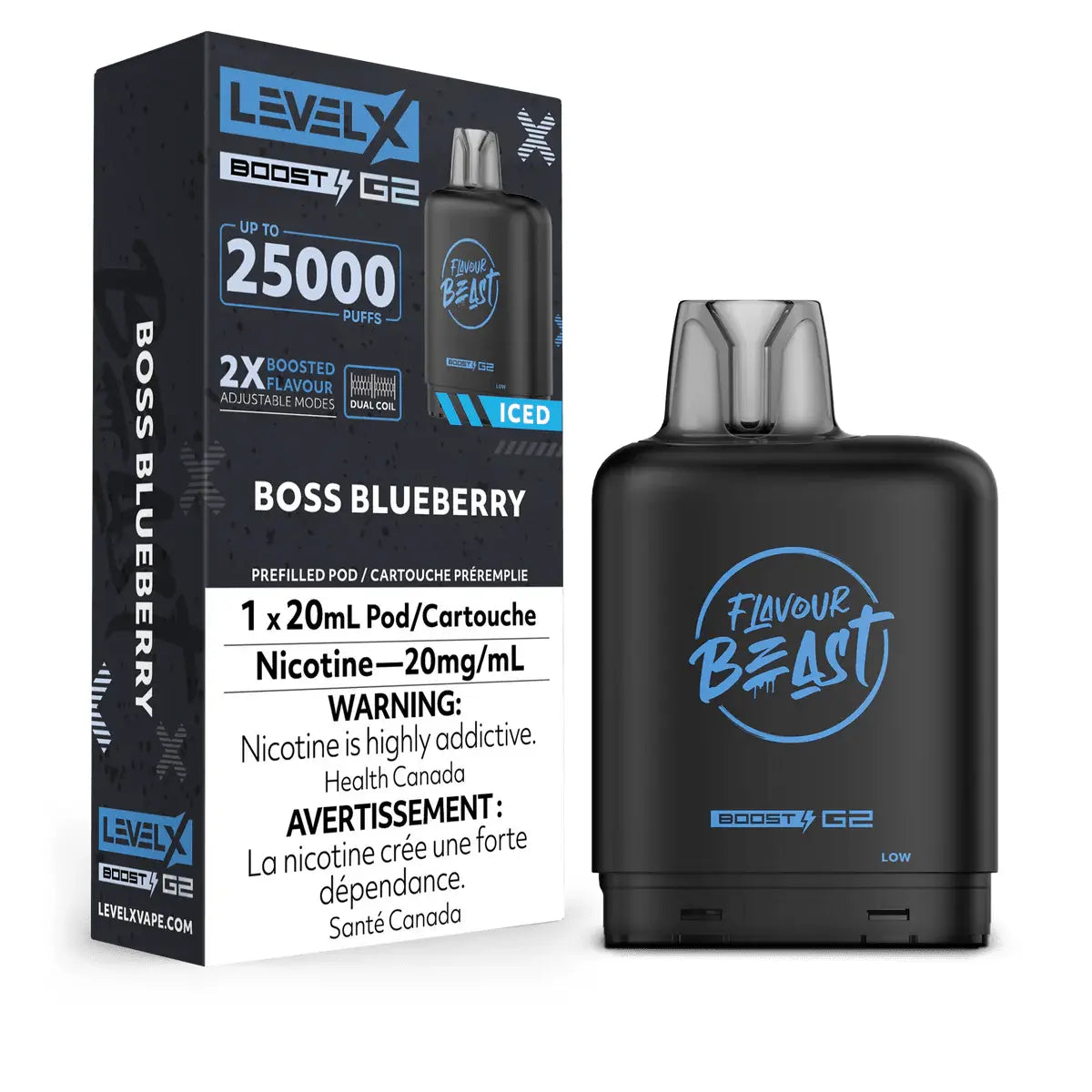 Level X Flavour Beast Boost 25K Pod 20ml - Boss Blueberry (Iced) - Vapeshop Mania