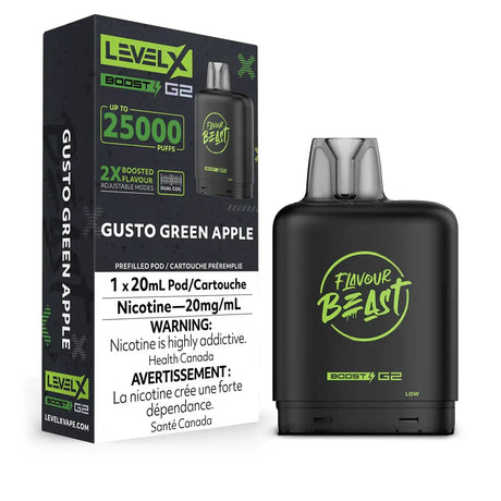 Level X Flavour Beast Boost 25K Pod 20ml - Gusto Green Apple - Vapeshop Mania
