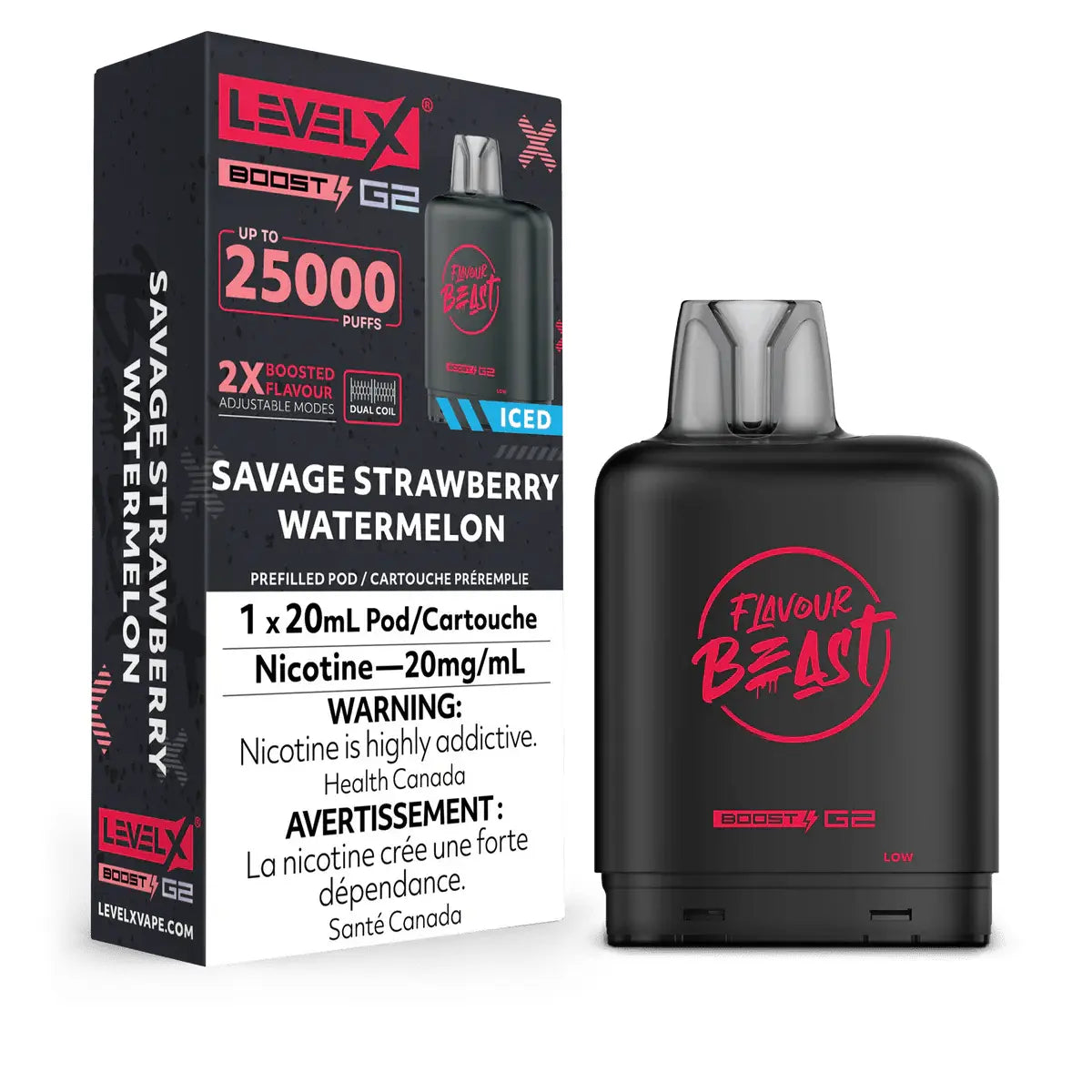 Level X Flavour Beast Boost 25K Pod 20ml - Savage Strawberry Watermelon (Iced) - Vapeshop Mania