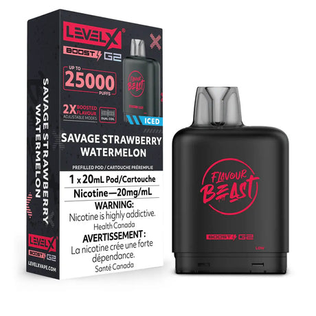 Level X Flavour Beast Boost 25K Pod 20ml - Savage Strawberry Watermelon (Iced) - Vapeshop Mania