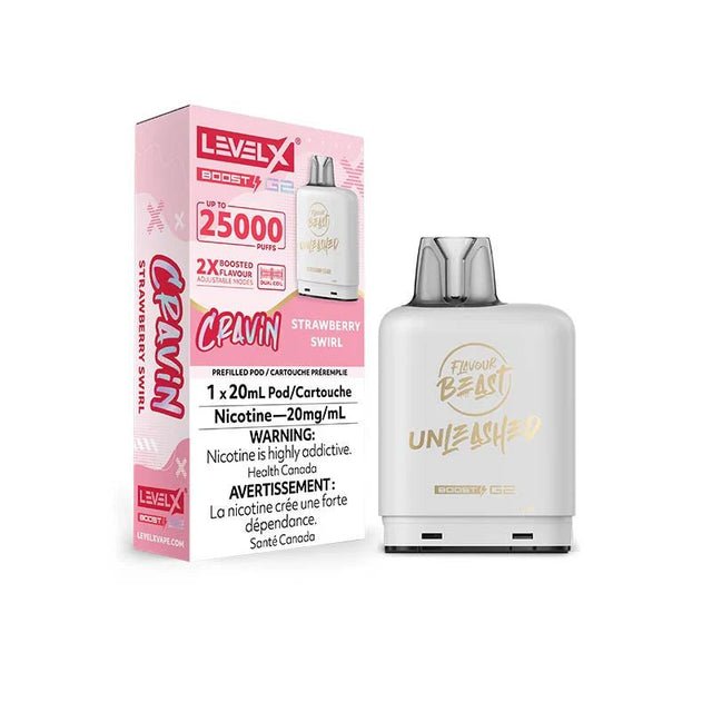 Shop Level X Flavour Beast Boost 25K Pod 20ml - Strawberry Swirl - at Vapeshop Mania