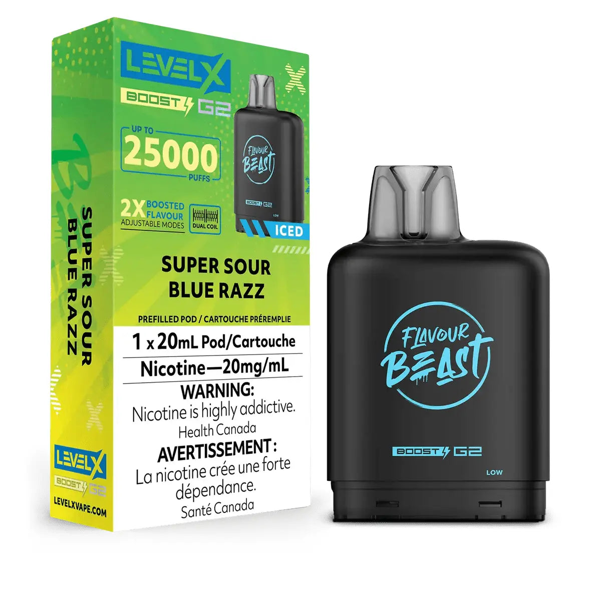 Level X Flavour Beast Boost 25K Pod 20ml - Super Sour Blue Razz (Iced) - Vapeshop Mania