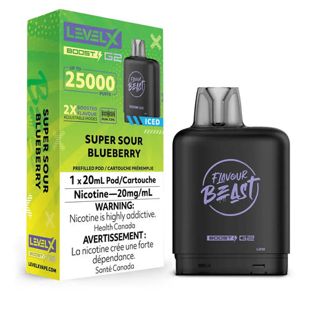 Level X Flavour Beast Boost 25K Pod 20ml - Super Sour Blueberry (Iced) - Vapeshop Mania