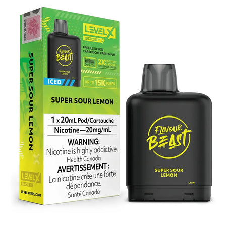 Level X Flavour Beast Boost 25K Pod 20ml - Super Sour Lemon (Iced) - Vapeshop Mania