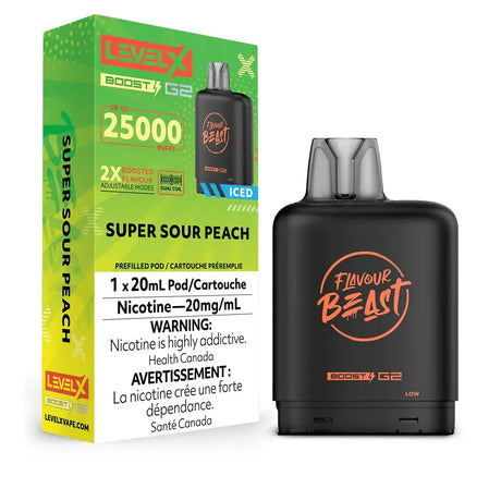 Level X Flavour Beast Boost 25K Pod 20ml - Super Sour Peach (Iced) - Vapeshop Mania