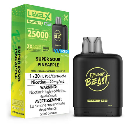 Level X Flavour Beast Boost 25K Pod 20ml - Super Sour Pineapple (Iced) - Vapeshop Mania