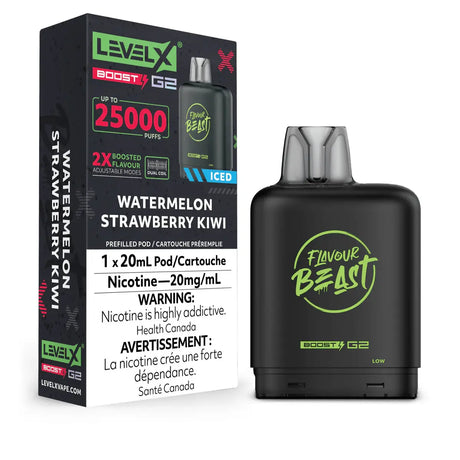 Level X Flavour Beast Boost 25K Pod 20ml - Watermelon Strawberry Kiwi (Iced) - Vapeshop Mania