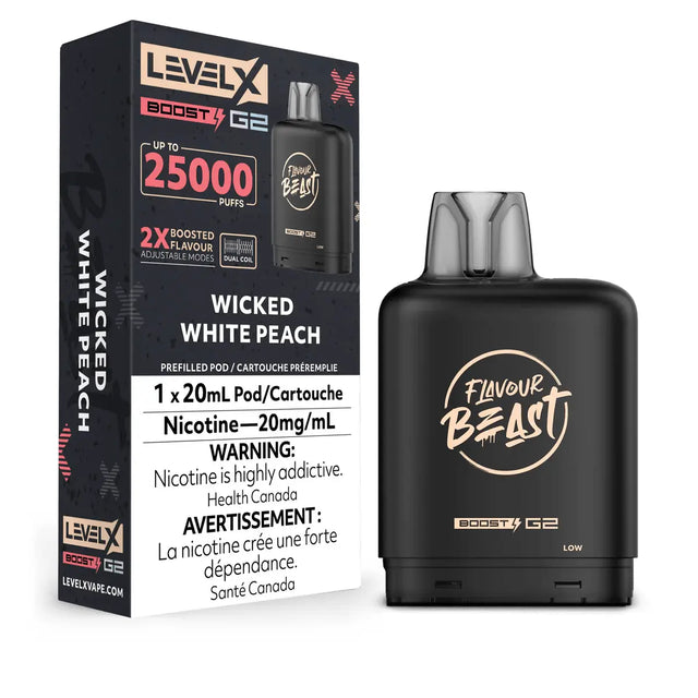 Level X Flavour Beast Boost 25K Pod 20ml - Wicked White Peach - Vapeshop Mania