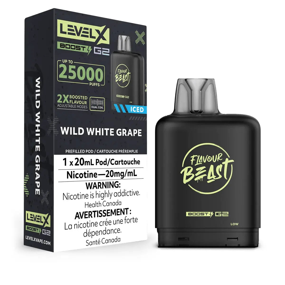 Level X Flavour Beast Boost 25K Pod 20ml - Wild White Grape (Iced) - Vapeshop Mania