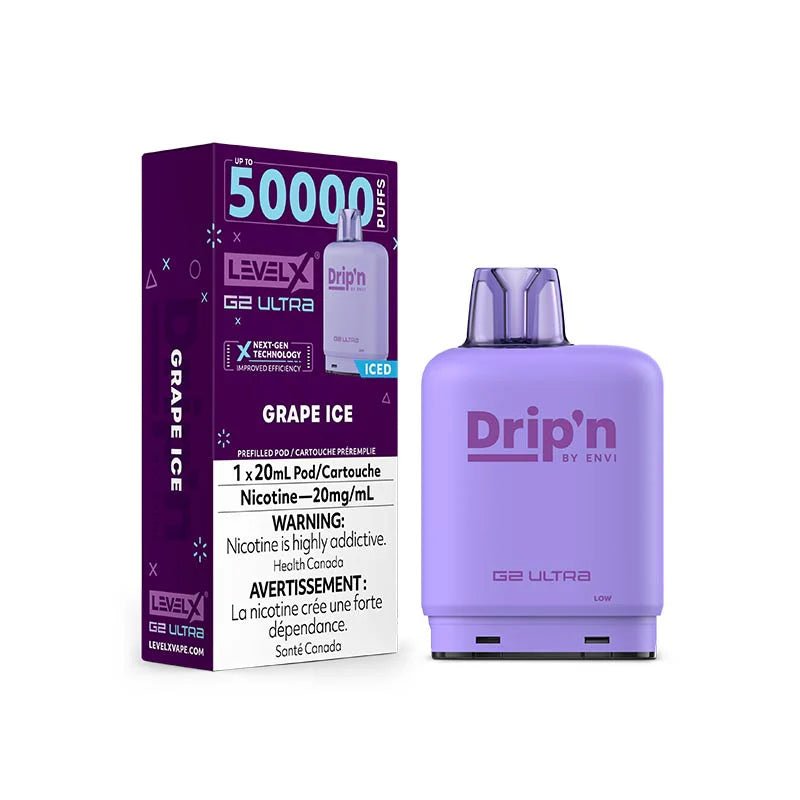 Shop Level X Flavour Beast Drip'n Ultra 50K Pod 20ml - Grape Ice - at Vapeshop Mania