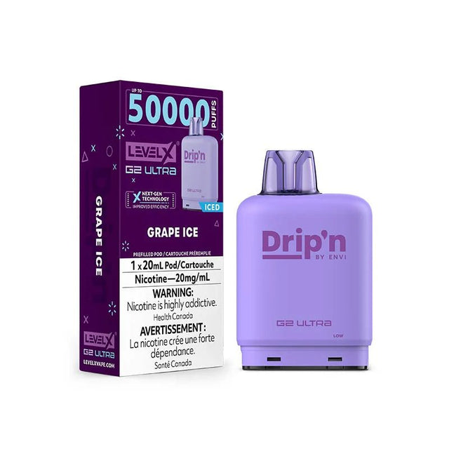 Shop Level X Flavour Beast Drip'n Ultra 50K Pod 20ml - Grape Ice - at Vapeshop Mania