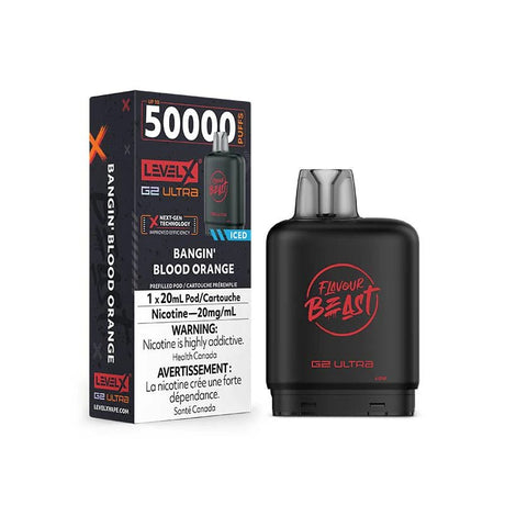 Shop Level X Flavour Beast Ultra 50K Pod 20ml - Bangin' Blood Orange Iced - at Vapeshop Mania