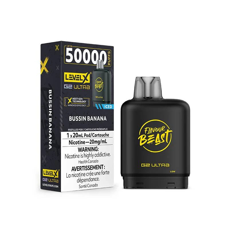 Shop Level X Flavour Beast Ultra 50K Pod 20ml - Bussin Banana Iced - at Vapeshop Mania