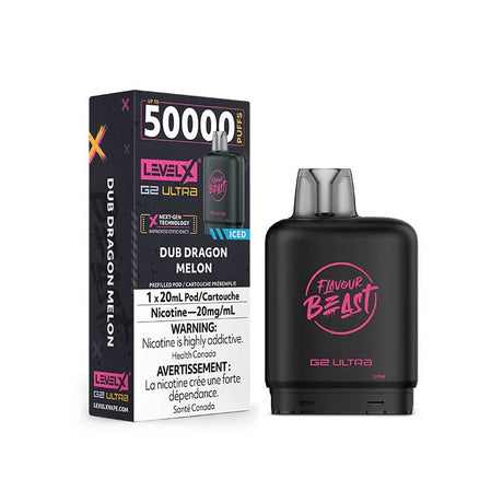 Shop Level X Flavour Beast Ultra 50K Pod 20ml - Dub Dragon Melon Iced - at Vapeshop Mania