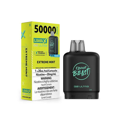 Shop Level X Flavour Beast Ultra 50K Pod 20ml - Extreme Mint Iced - at Vapeshop Mania
