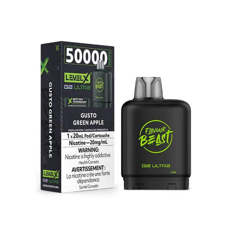 Shop Level X Flavour Beast Ultra 50K Pod 20ml - Gusto Green Apple - at Vapeshop Mania