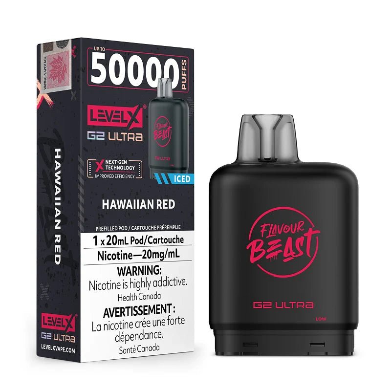 Shop Level X Flavour Beast Ultra 50K Pod 20ml - Hawaiian Red Iced - at Vapeshop Mania