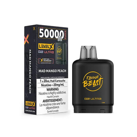 Shop Level X Flavour Beast Ultra 50K Pod 20ml - Mad Mango Peach - at Vapeshop Mania