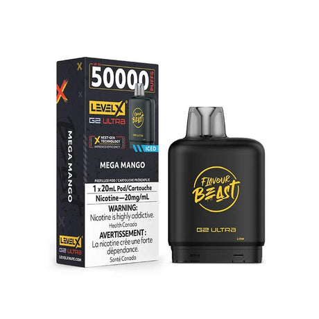 Shop Level X Flavour Beast Ultra 50K Pod 20ml - Mega Mango Iced - at Vapeshop Mania
