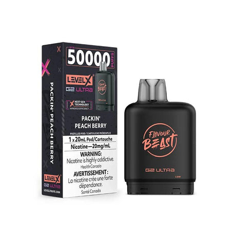 Shop Level X Flavour Beast Ultra 50K Pod 20ml - Packin' Peach Berry - at Vapeshop Mania