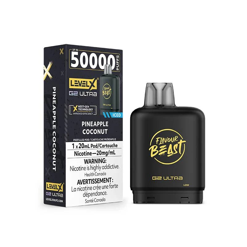 Shop Level X Flavour Beast Ultra 50K Pod 20ml - Pineapple Coconut Iced - at Vapeshop Mania