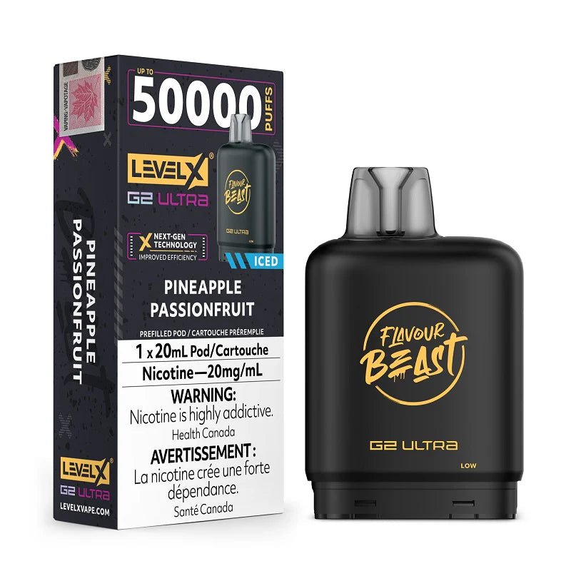 Shop Level X Flavour Beast Ultra 50K Pod 20ml - Pineapple Passionfruit Iced - at Vapeshop Mania