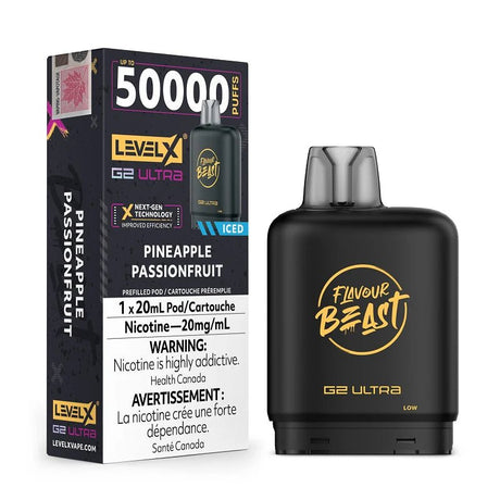 Shop Level X Flavour Beast Ultra 50K Pod 20ml - Pineapple Passionfruit Iced - at Vapeshop Mania
