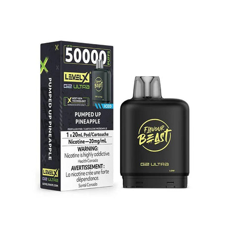 Shop Level X Flavour Beast Ultra 50K Pod 20ml - Pumped Up Pineapple Iced - at Vapeshop Mania