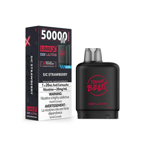 Shop Level X Flavour Beast Ultra 50K Pod 20ml - Sic Strawberry Iced - at Vapeshop Mania