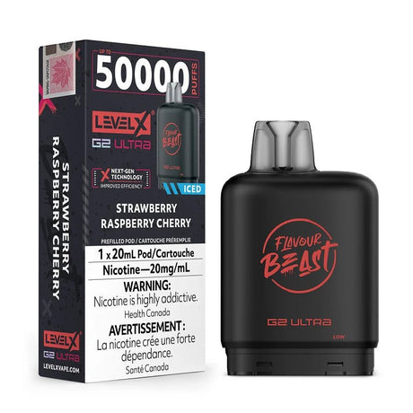 Shop Level X Flavour Beast Ultra 50K Pod 20ml - Strawberry Raspberry Cherry Iced - at Vapeshop Mania