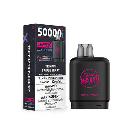 Shop Level X Flavour Beast Ultra 50K Pod 20ml - Trippin' Triple Berry - at Vapeshop Mania