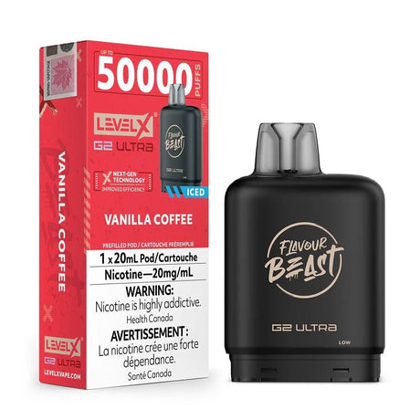 Shop Level X Flavour Beast Ultra 50K Pod 20ml - Vanilla Coffee Iced - at Vapeshop Mania