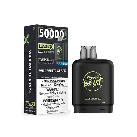 Shop Level X Flavour Beast Ultra 50K Pod 20ml - Wild White Grape Iced - at Vapeshop Mania